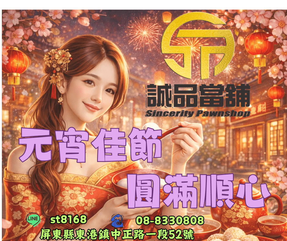 元宵節燈會、聚餐、紅包與家庭開銷增加？東港誠品當舖提供東港借款、屏東借款、小額週轉、機車借款與汽車借款（免留車），合法透明、快速撥款，陪你安心過元宵。